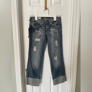 Mavi Corina Low Rise Distressed Patched Cropped Jeans